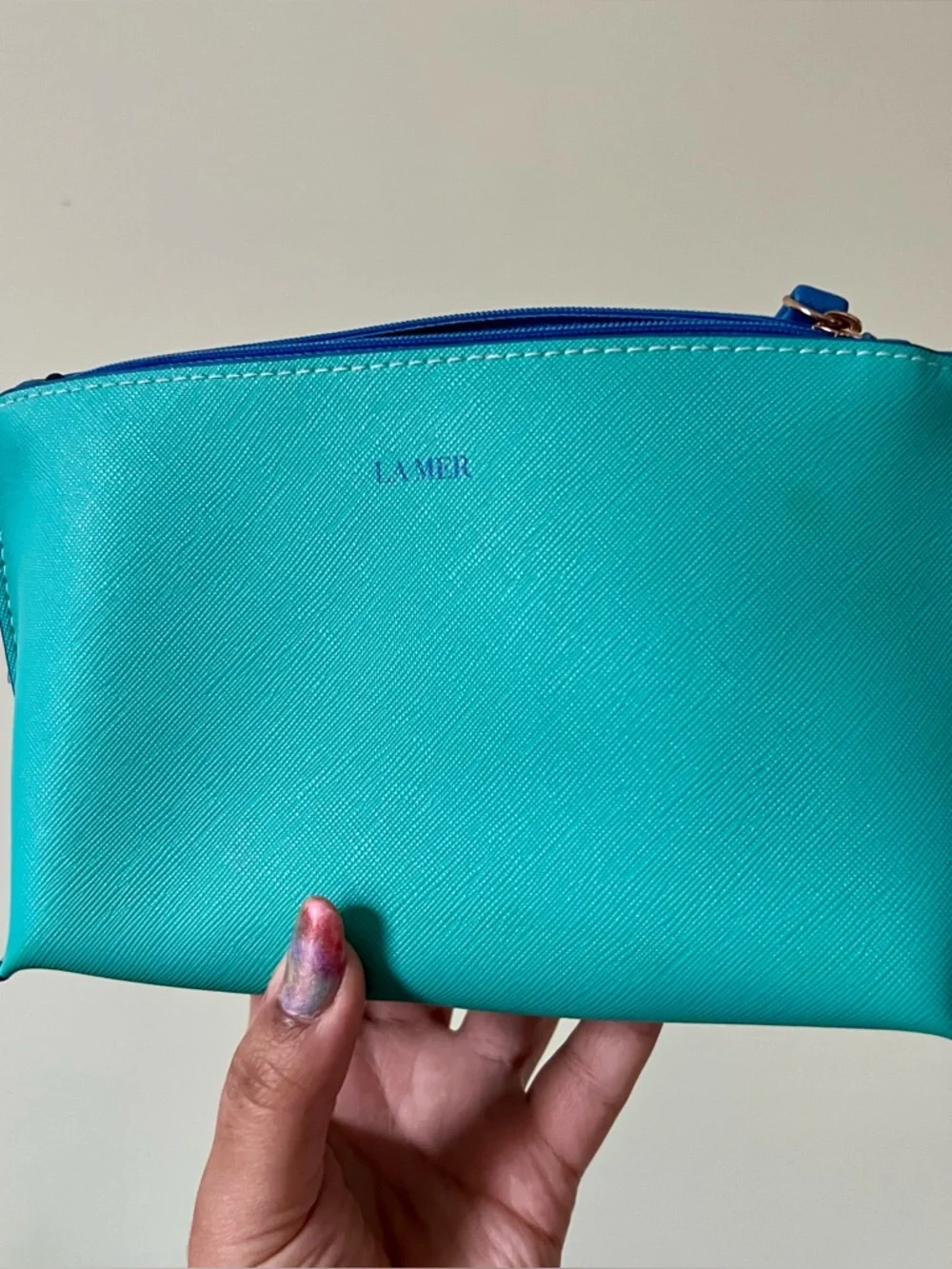 LA MER Turquoise Skincare Makeup Jewelry Zip Small Pouch Organize Storage Travel